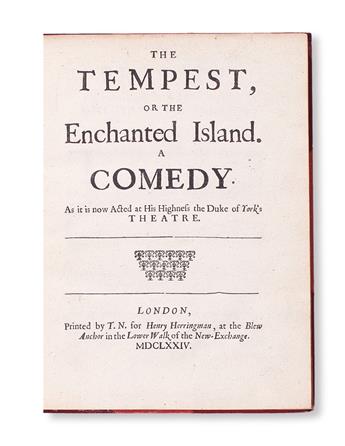 DRYDEN, JOHN; and DAVENANT, WILLIAM, Sir. The Tempest; or, The Enchanted Island. A Comedy.  1674